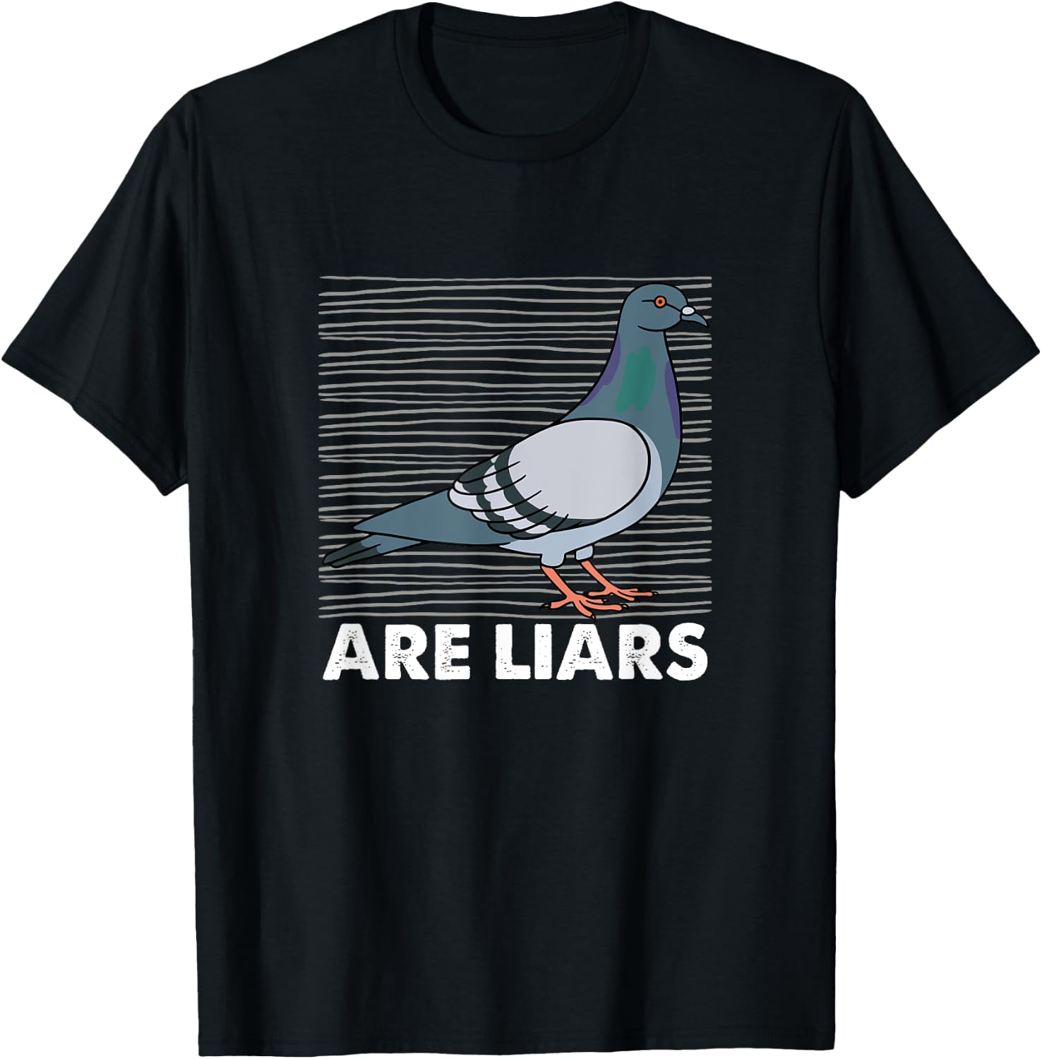 Pigeons Are Liars Aren't Real Spies Birds Pun Gift T-Shirt - T-Shirt | Black