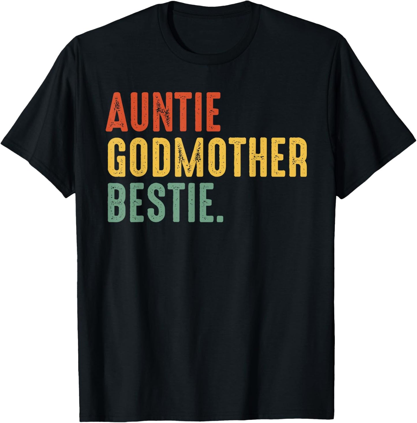 Auntie Godmother Bestie Vintage Godmama Mother's Day 2026 T-Shirt - T-Shirt | Black