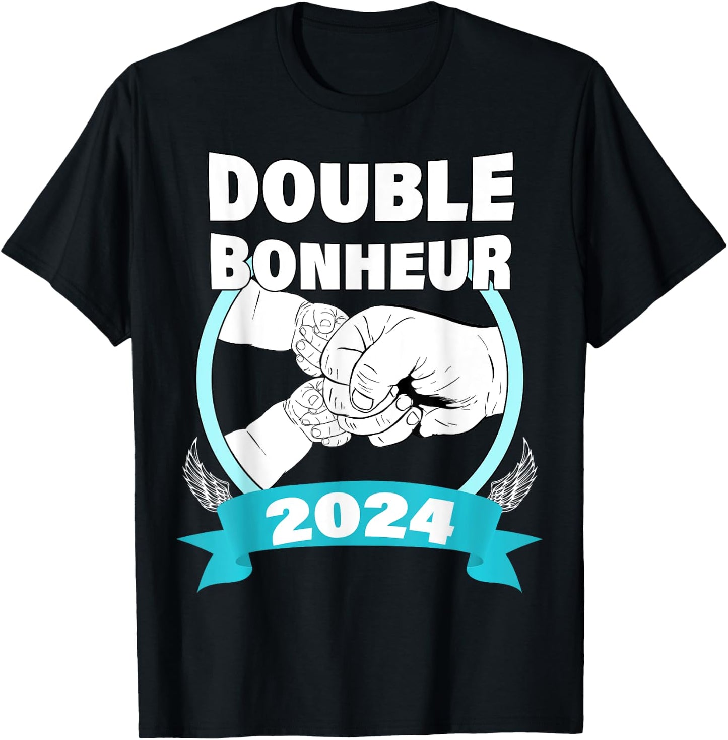 Announcement Pregnancy Baby Daddy Of Twins Double Happiness 2024 , Black, S T-Shirt - T-Shirt | Black