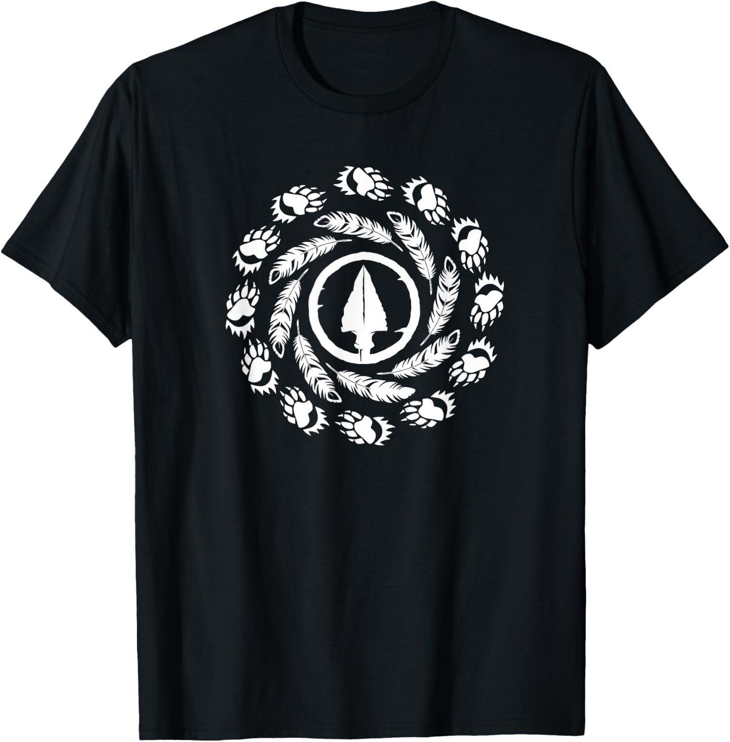 Native Indian Western bow buffalo animals shaman T-Shirt - T-Shirt | Black