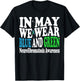 In My We Wear Blue And Green Neurofibromatosis Groovy Ribbon T-Shirt - T-Shirt | Black