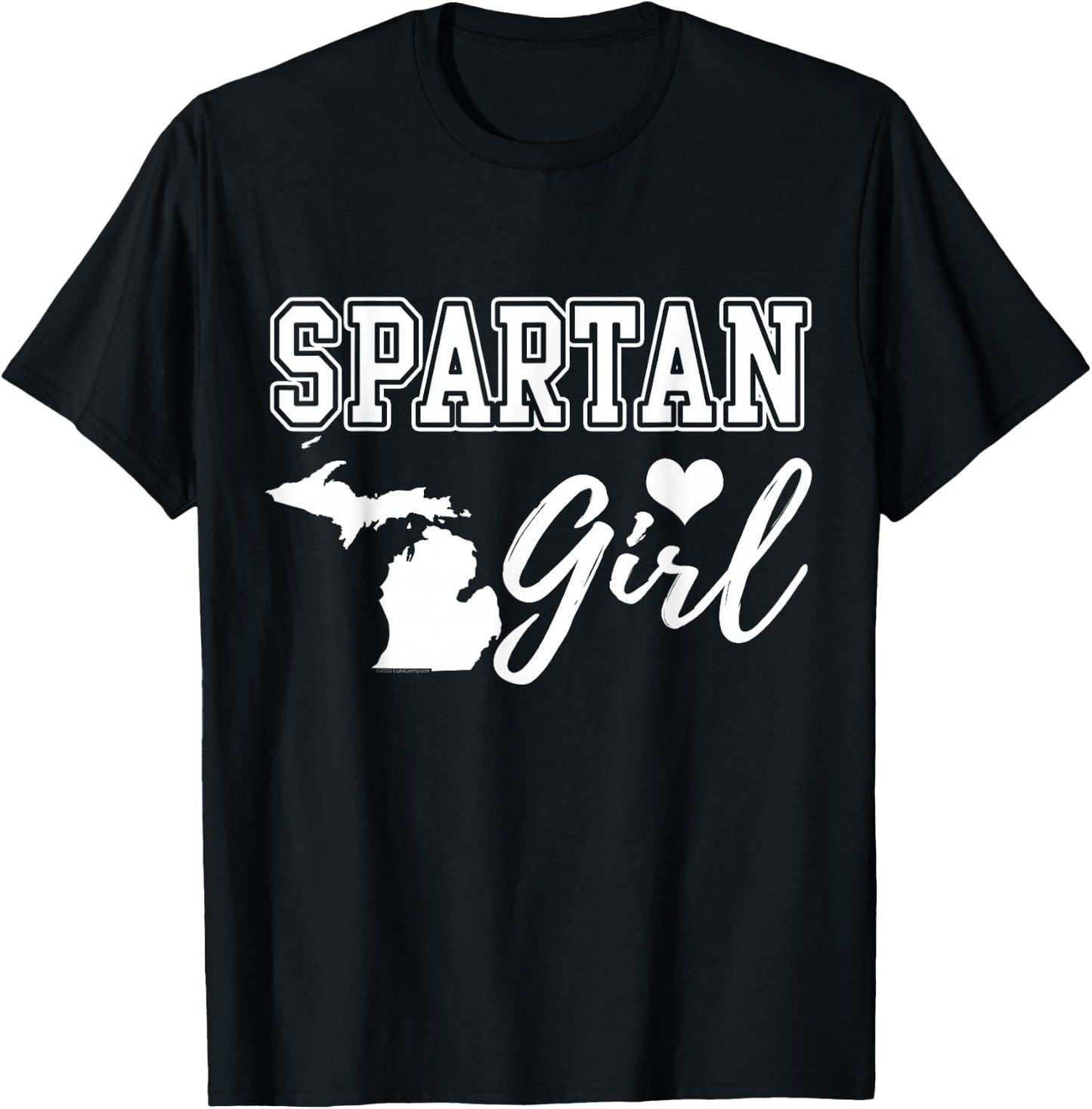 Spartan Girl Home Heart State Map Shape Women Girls T-Shirt - T-Shirt | Black