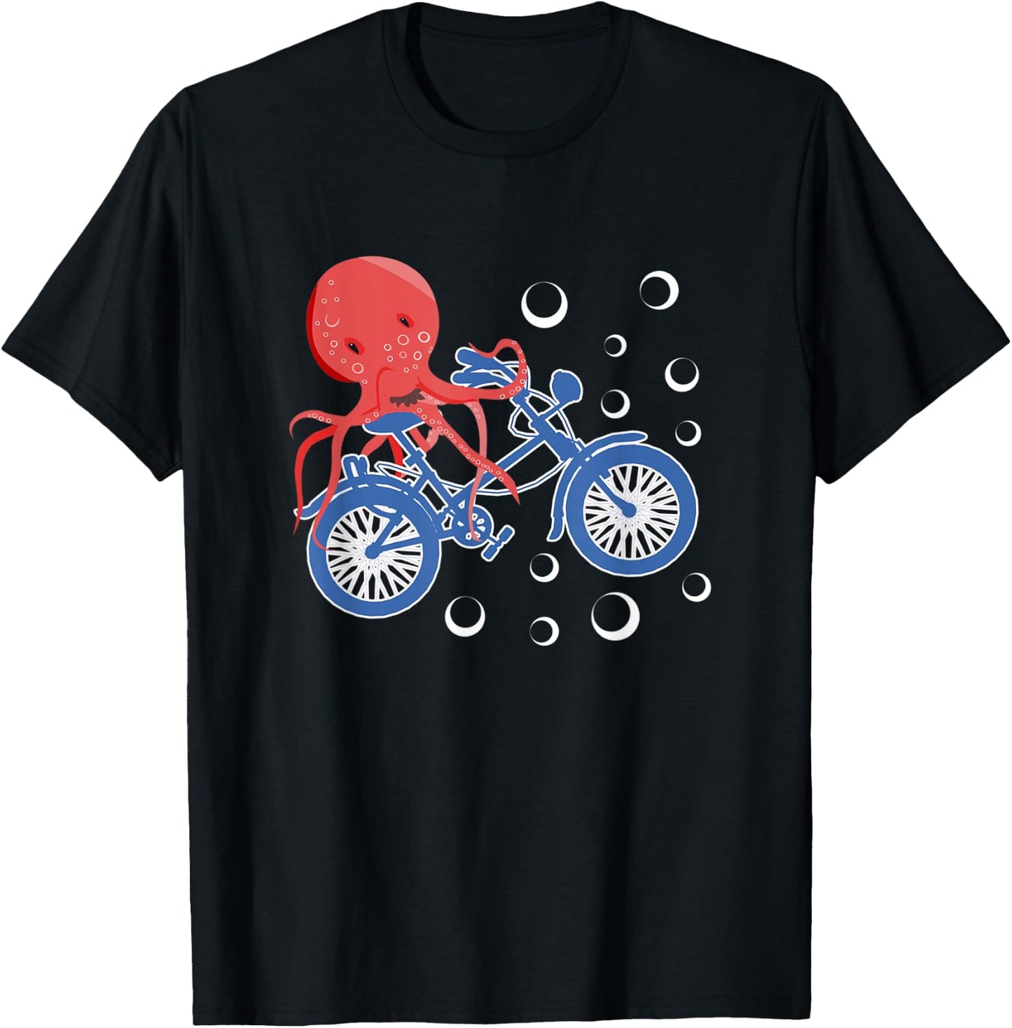 Octopus Riding A Bicycle Bike Riding Octopus T-Shirt - T-Shirt | Black