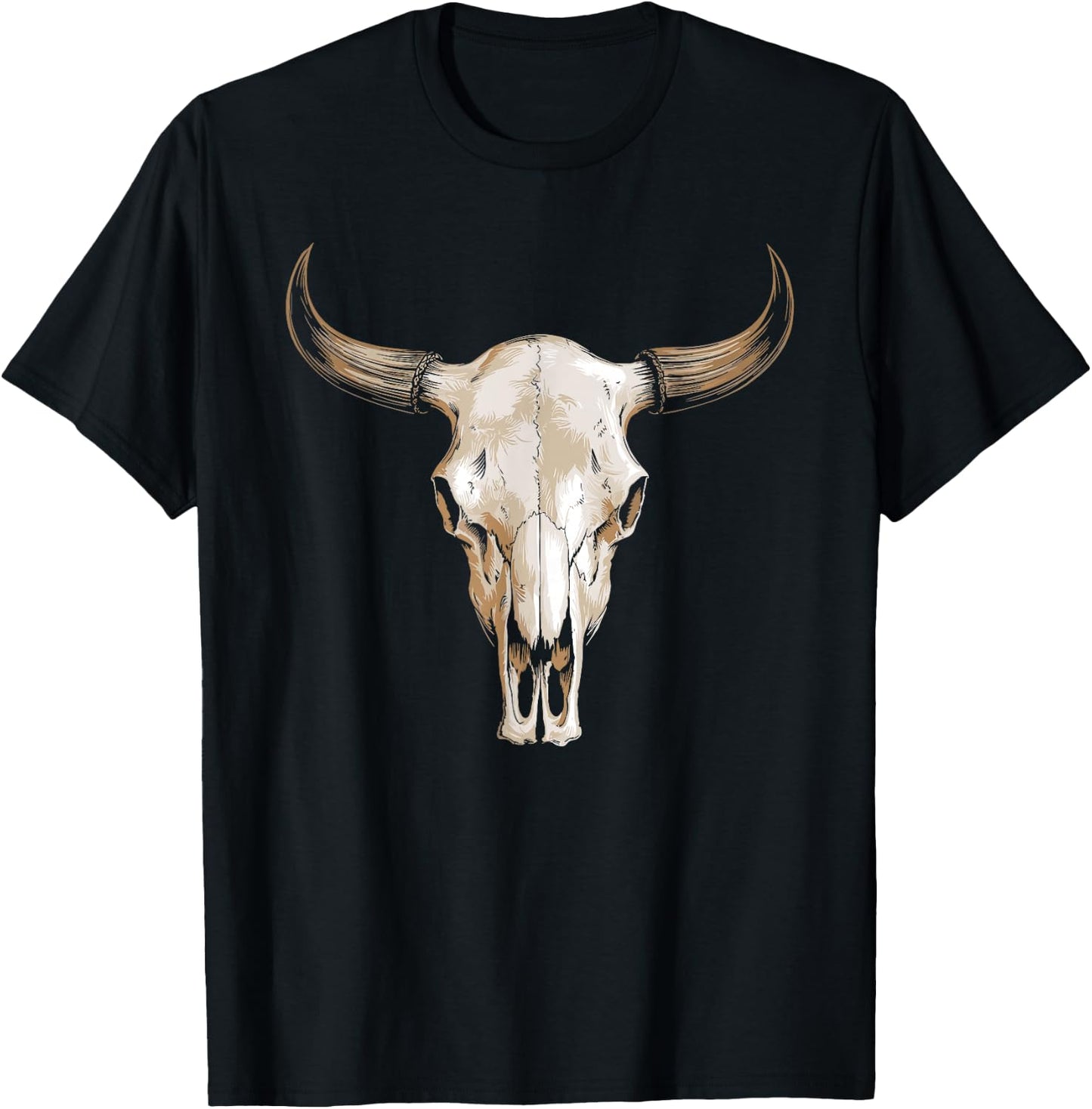 Boho Cow Skull T-Shirt - T-Shirt | Black