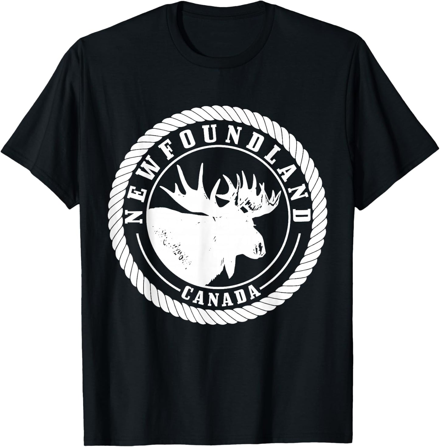 Newfoundland Canada Elk Vintage Hiking Nature Canadian T-Shirt - T-Shirt | Black