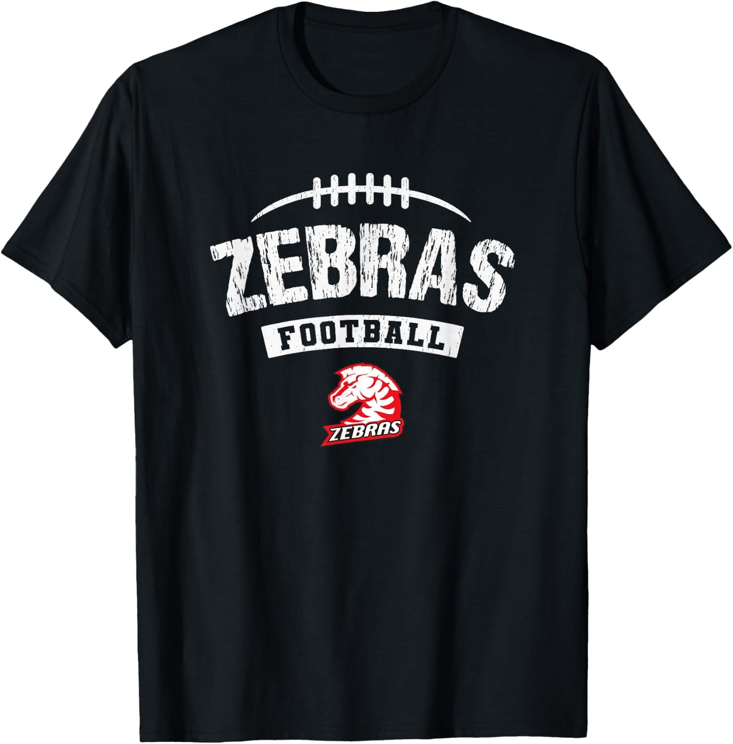 Claremore Zebras Logo Football Distressed HS T-Shirt - T-Shirt | Black