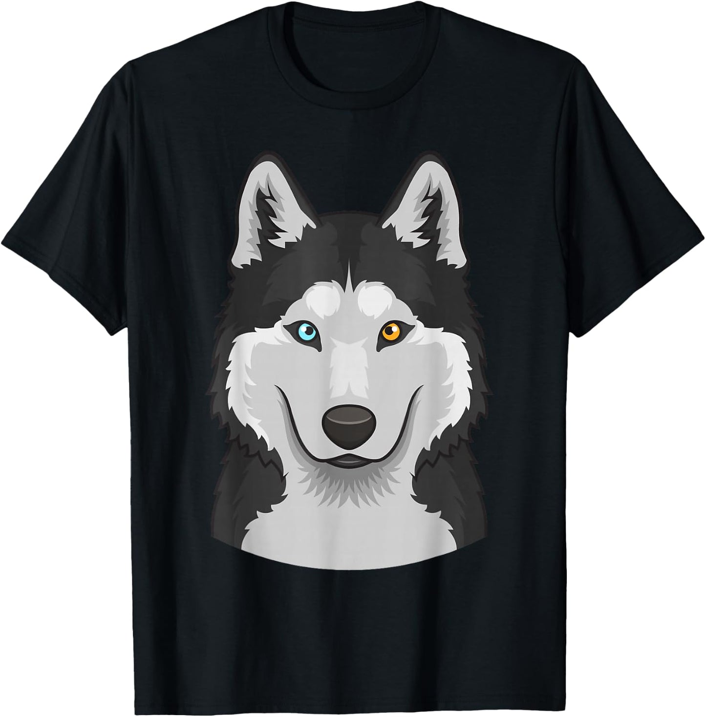 Siberian Husky face cute blue-brown eyes dog T-Shirt - T-Shirt | Black