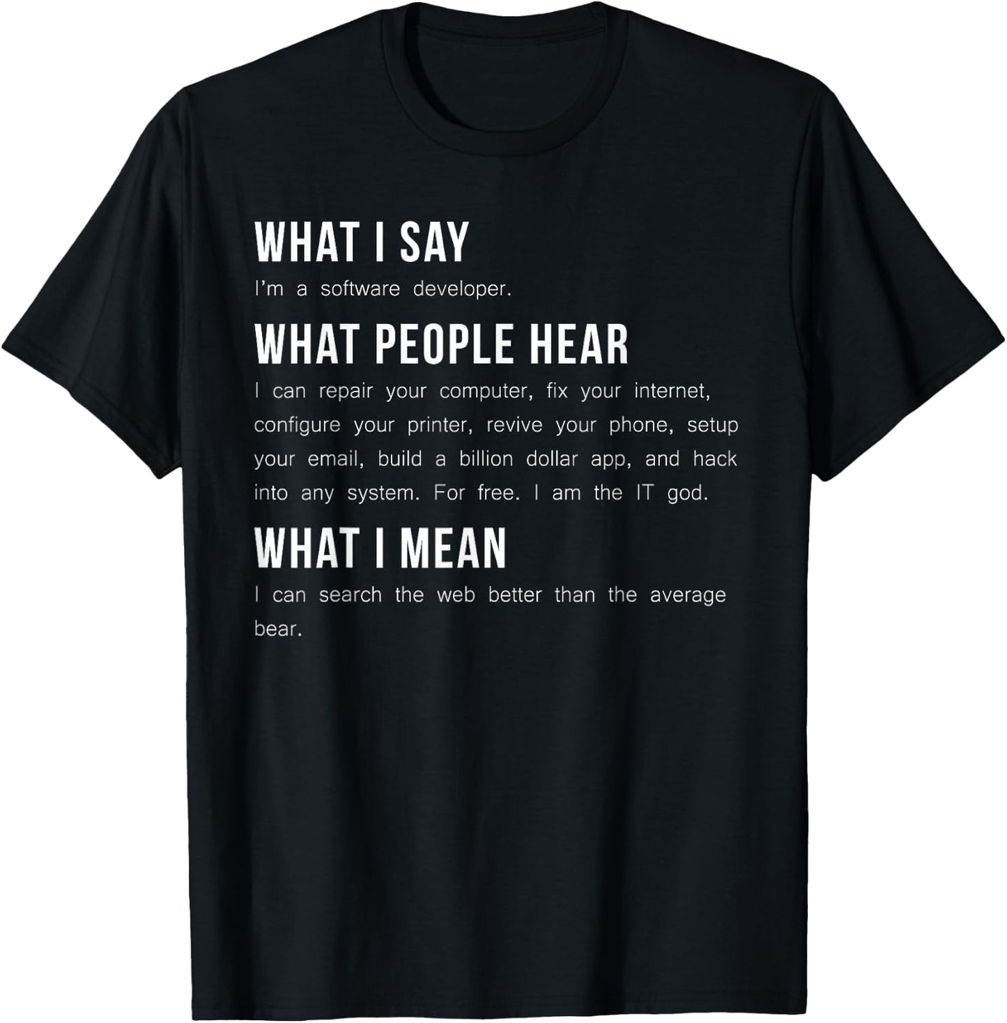 I'm A Software Developer Funny Programming T Shirt T-Shirt - T-Shirt | Black