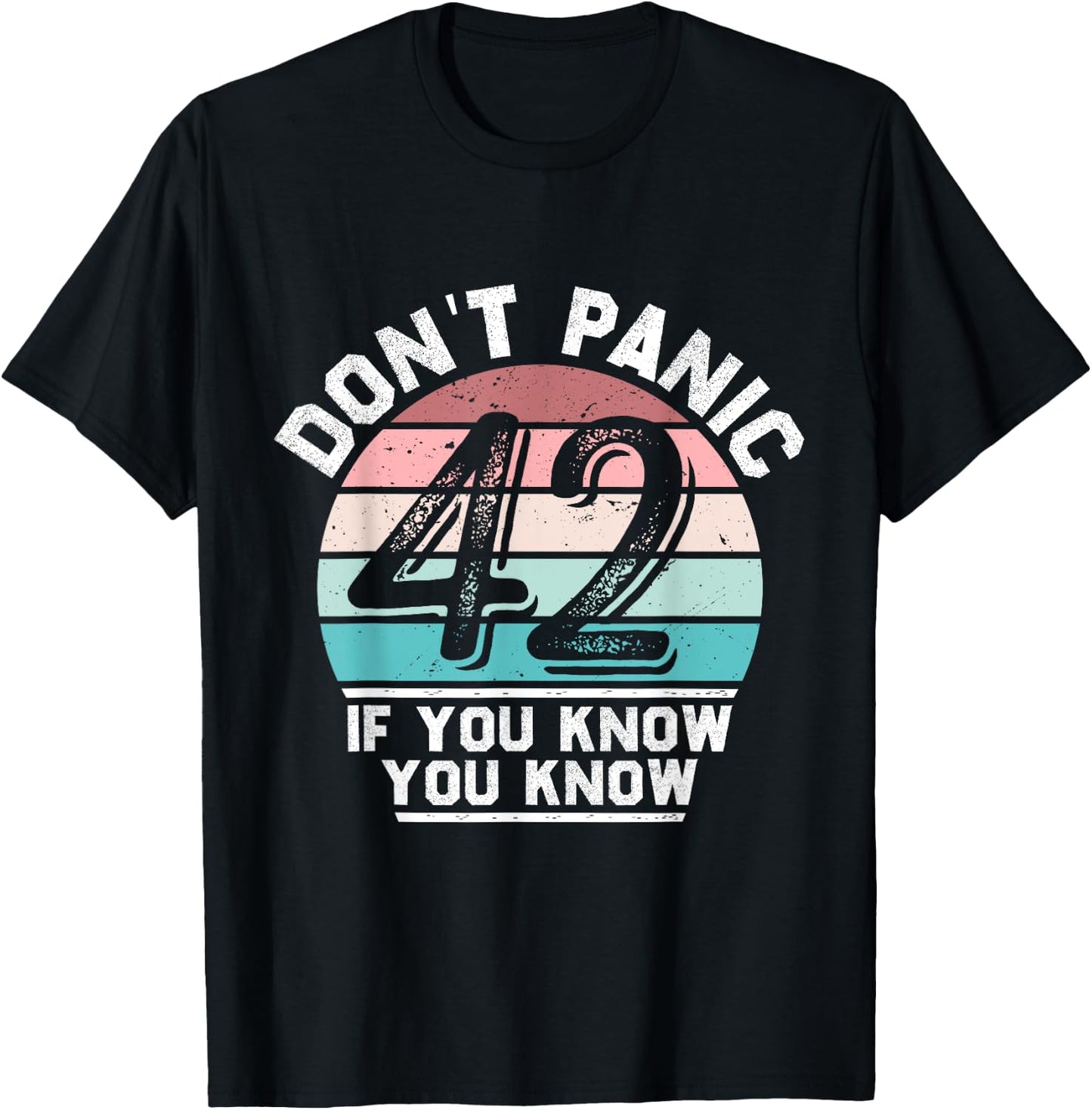 Don't Panic Retro Vintage Awesome 42 Funny , Black, S T-Shirt - T-Shirt | Black