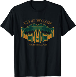 House of the Dragon Aegon The Conqueror Crown Chest Poster T-Shirt - T-Shirt | Black