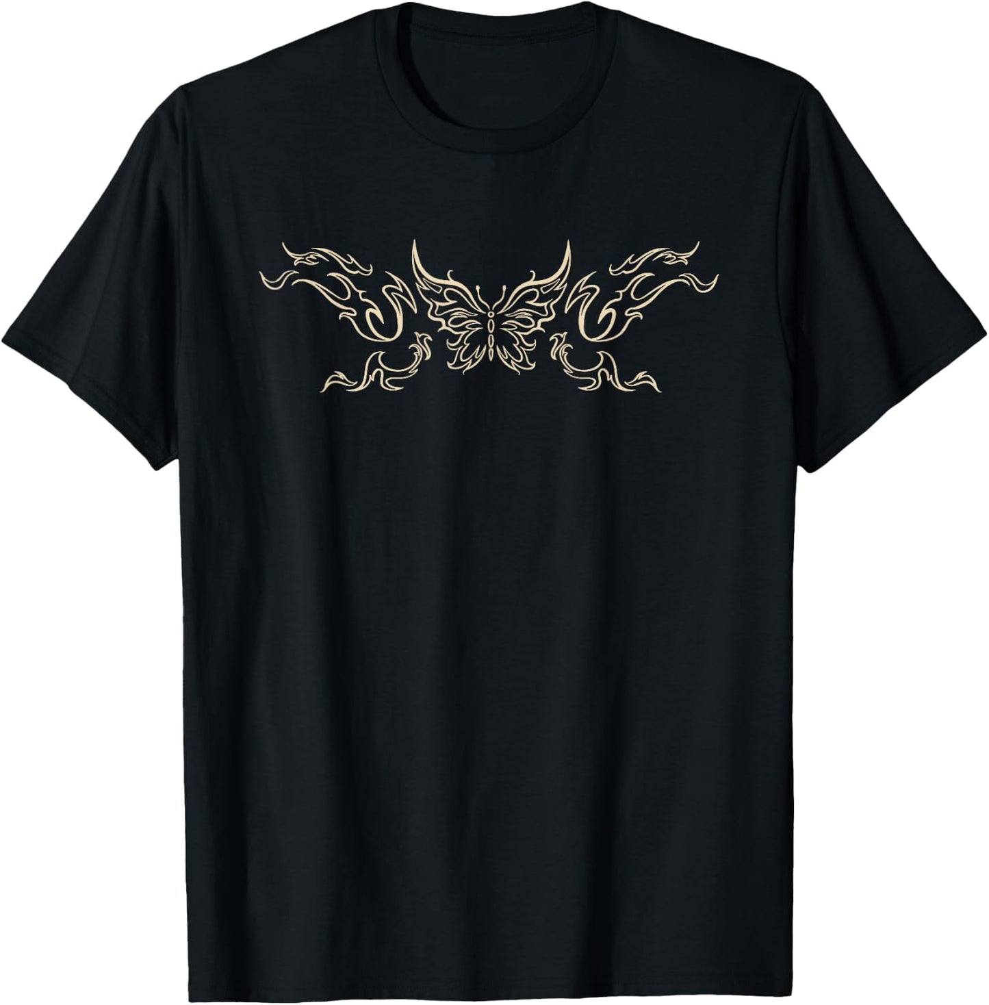 Butterfly Tattoo Grunge Fairycore Aesthetic Goth T-Shirt - T-Shirt | Black