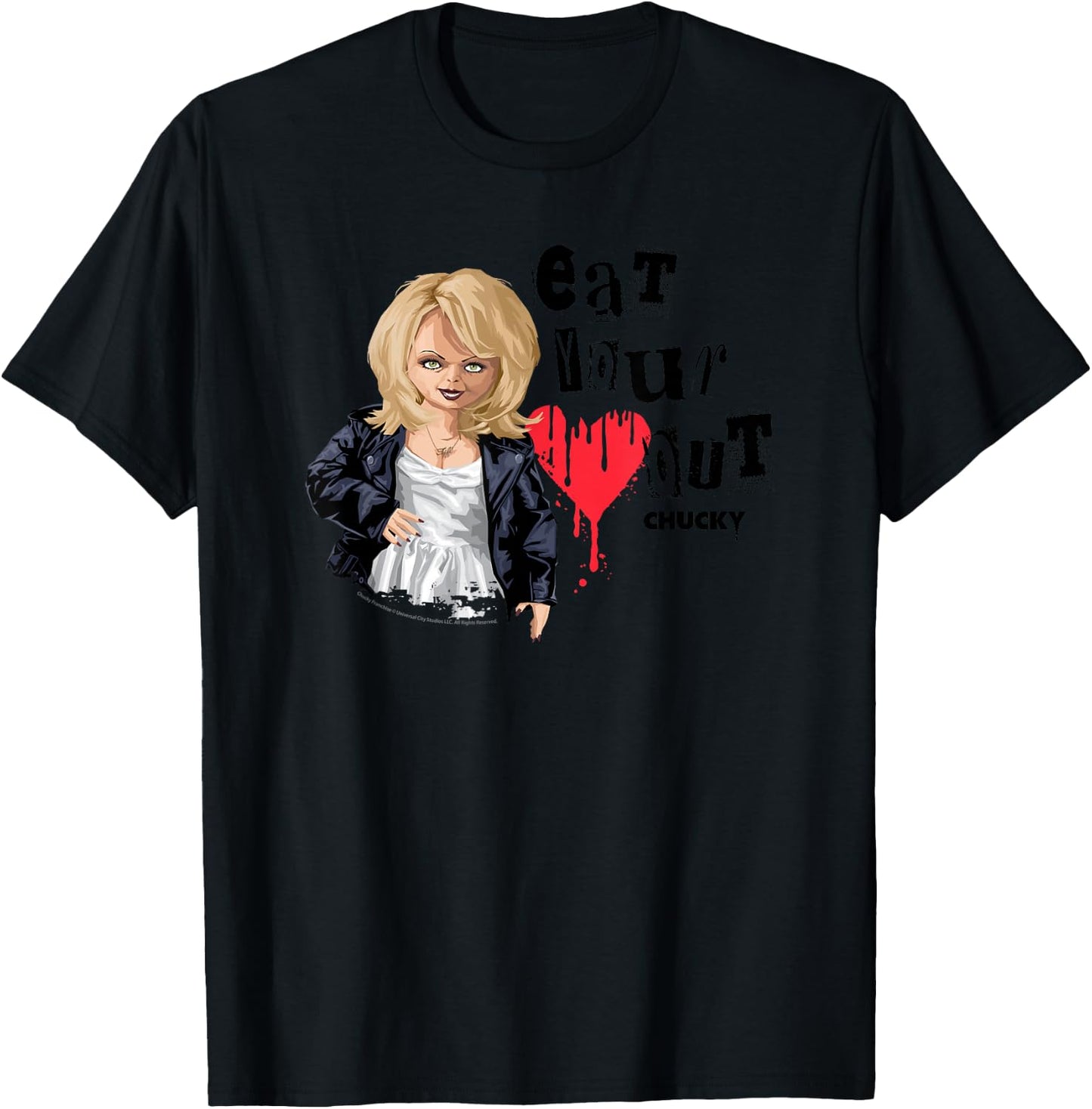 Chucky Tiffany Eat Your Heart Out Valentine T-Shirt - T-Shirt | Black