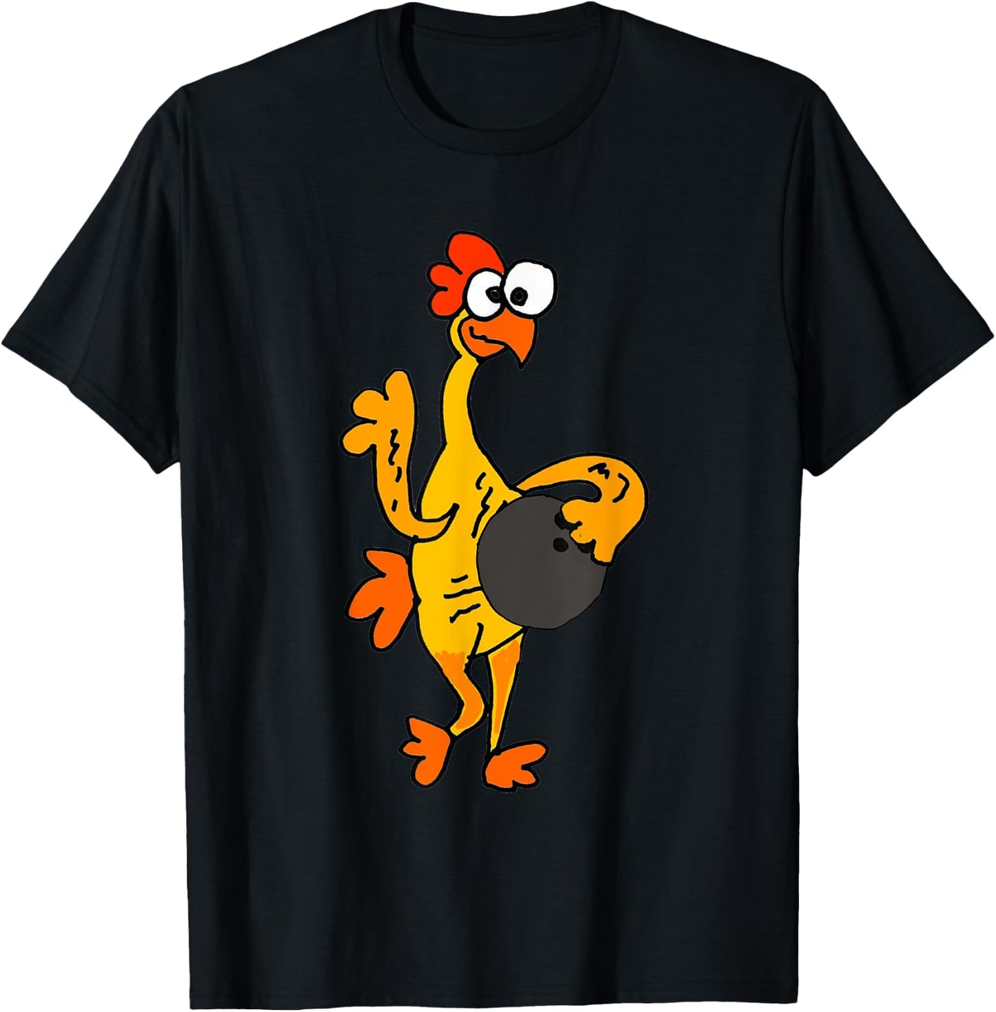 SmileteesSports Funny Rubber Chicken Bowling T-Shirt - T-Shirt | Black