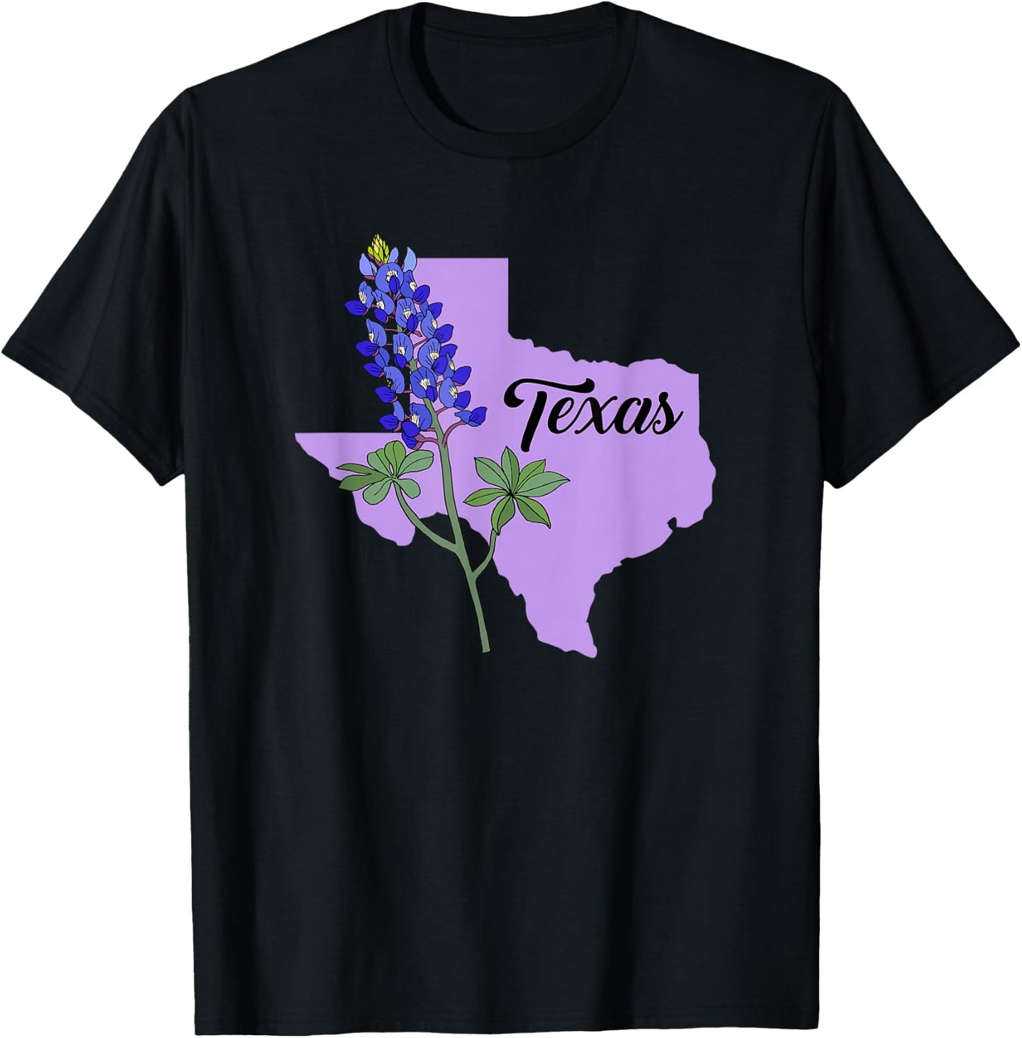 Texas Flower Bluebonnet T-Shirt - T-Shirt | Black