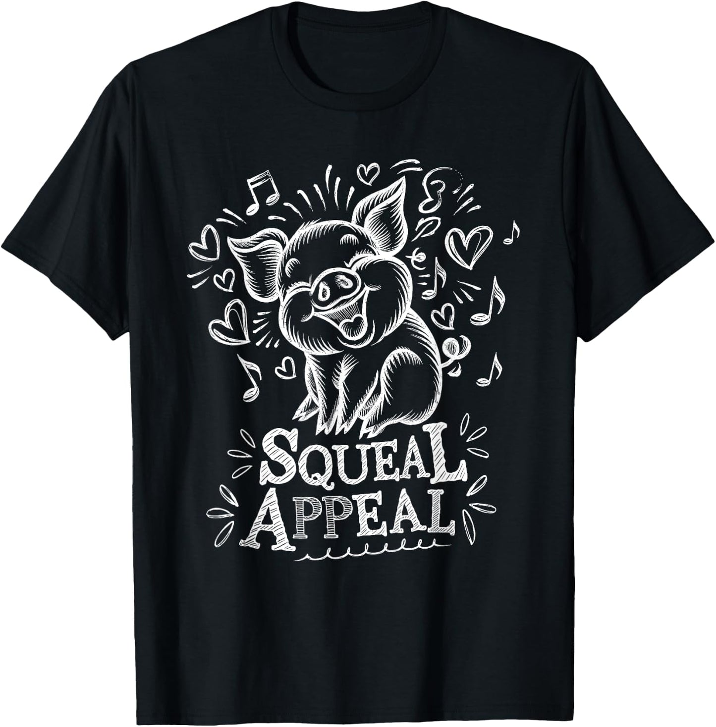 Squeal Appeal Cute Pig Design for Animal Lovers T-Shirt - T-Shirt | Black