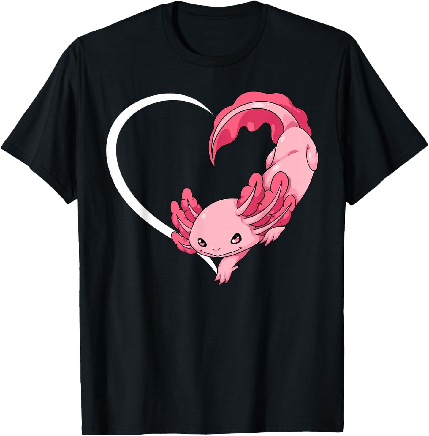 Axolotl Shirts Girls Kids Heart Cute Axolotl T-Shirt - T-Shirt | Black