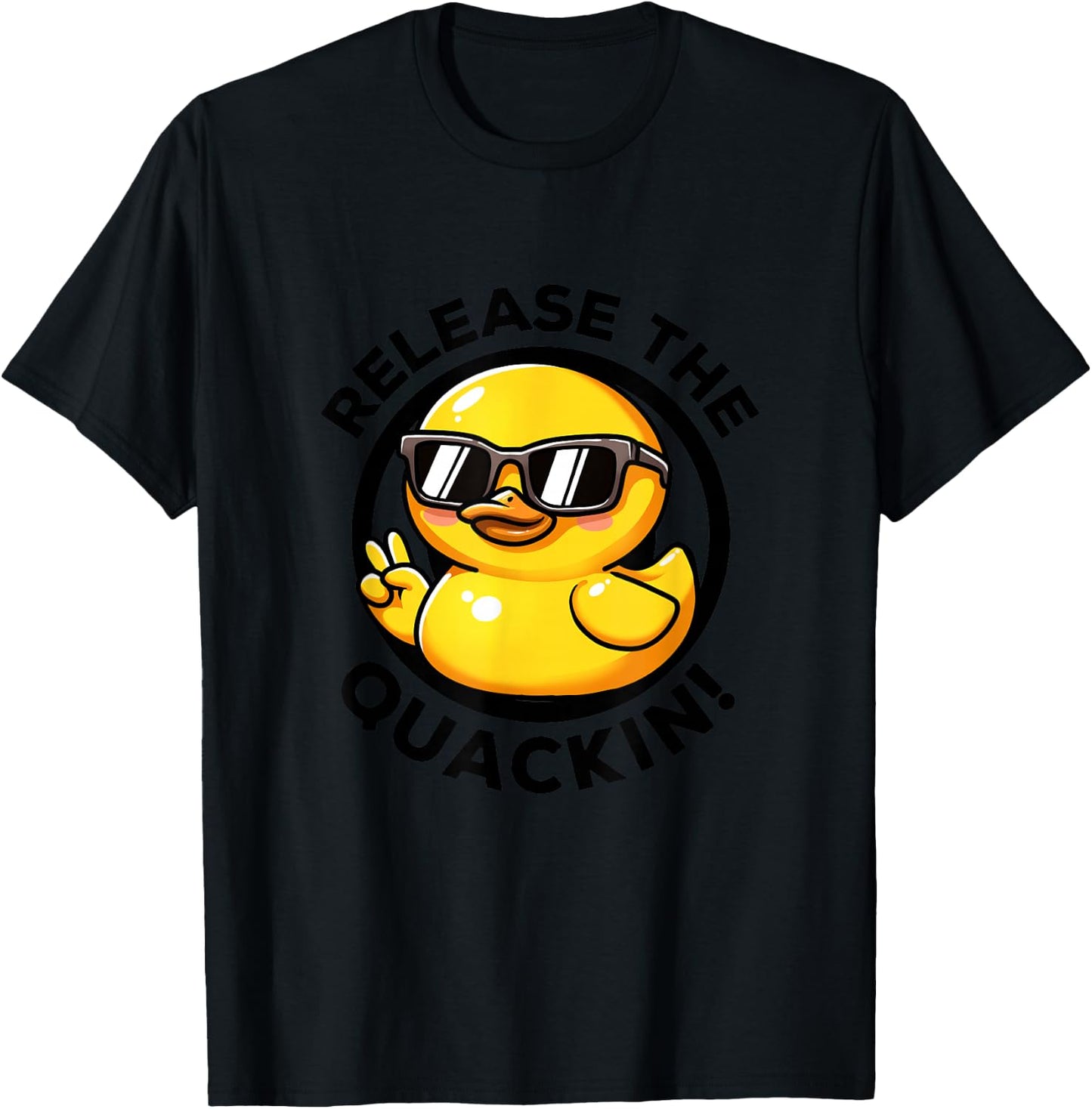 Release The Quackin I Love Duck Lovers Funny Yellow Duck T-Shirt - T-Shirt | Black