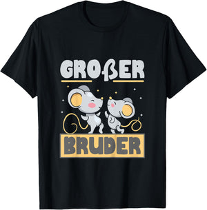 Kinder Großer Bruder Mäuse Maus Geschwister Babyparty T-Shirt - T-Shirt | Black