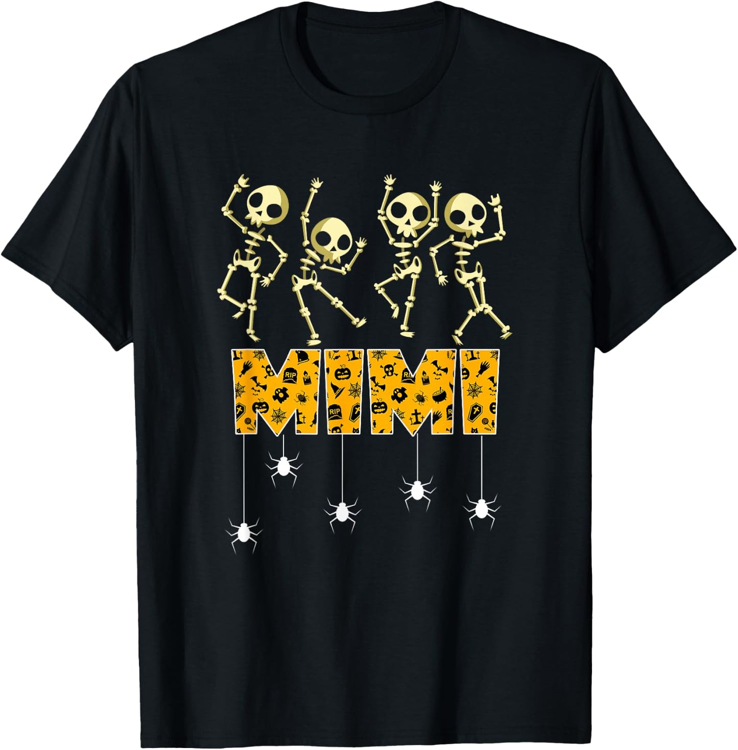 Spooky Skeleton Halloween Mimi Grandma T-Shirt - T-Shirt | Black