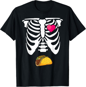 Matching Halloween Pregnancy Announcement Skeleton Couples T-Shirt - T-Shirt | Black