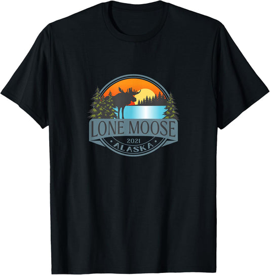 Lone Moose, Alaska 2021 - fictional town T-Shirt - T-Shirt | Black