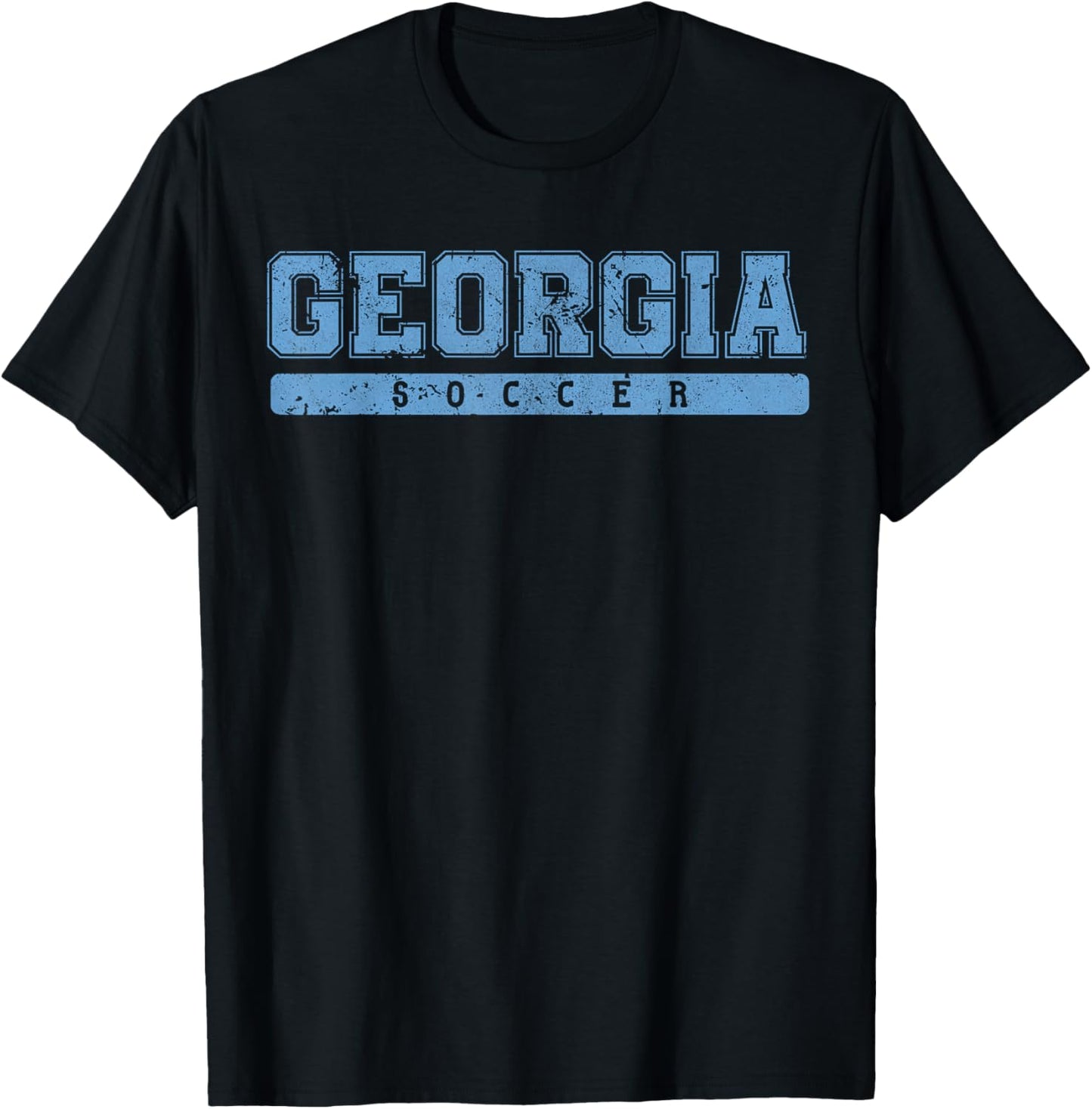 Georgia Soccer Sky Blue Vintage Text T-Shirt - T-Shirt | Black