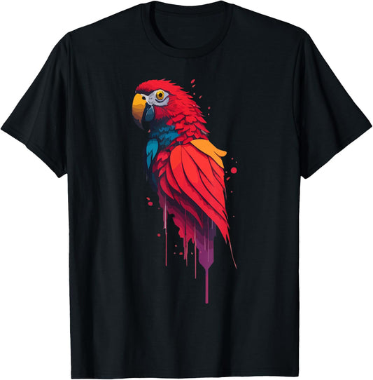 Colorful Parrot Watercolor T-Shirt - T-Shirt | Black