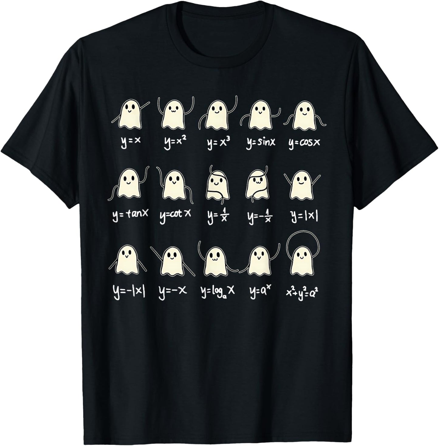 Math Dance Ghost Halloween Spooky Cute Ghost Math Teacher T-Shirt - T-Shirt | Black