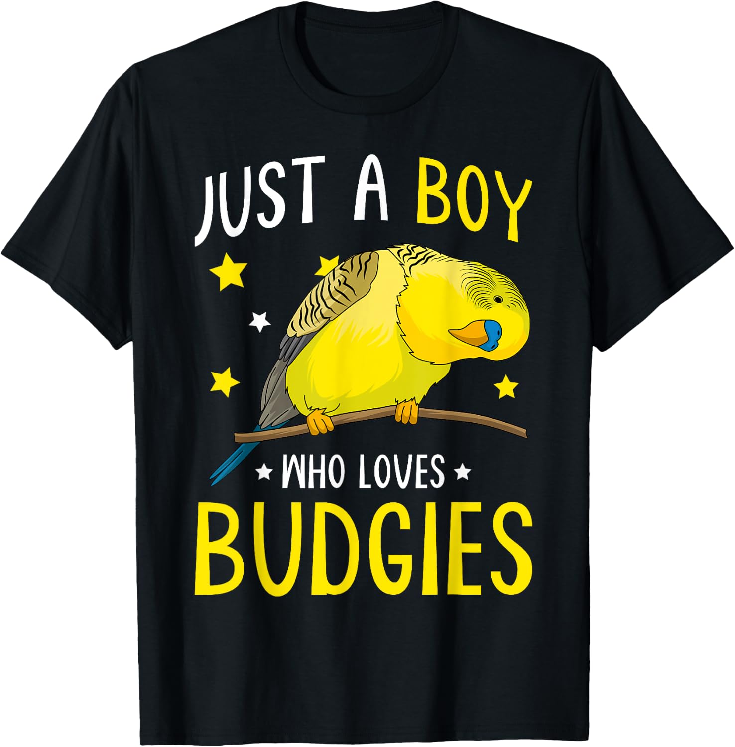 Just A Boy Who Loves Budgies Parakeet Budgerigar Boys T-Shirt - T-Shirt | Black
