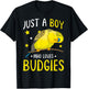 Just A Boy Who Loves Budgies Parakeet Budgerigar Boys T-Shirt - T-Shirt | Black