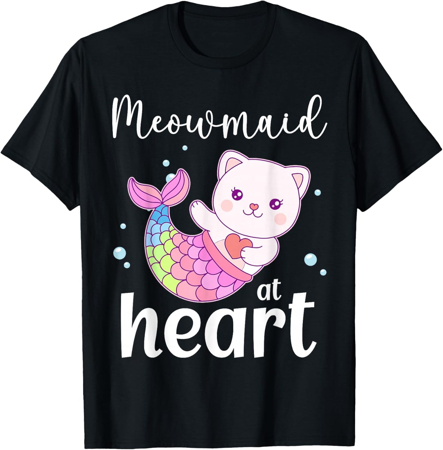 Mercat Moewmaid Mermaid Cat T-Shirt - T-Shirt | Black