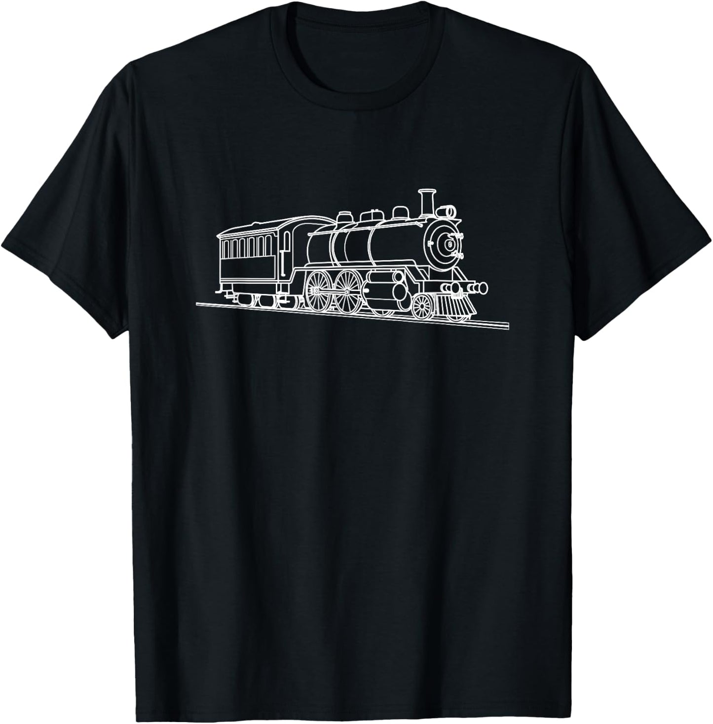 Lokomotive Line Art Modelleisenbahn Triebfahrzeug T-Shirt - T-Shirt | Black