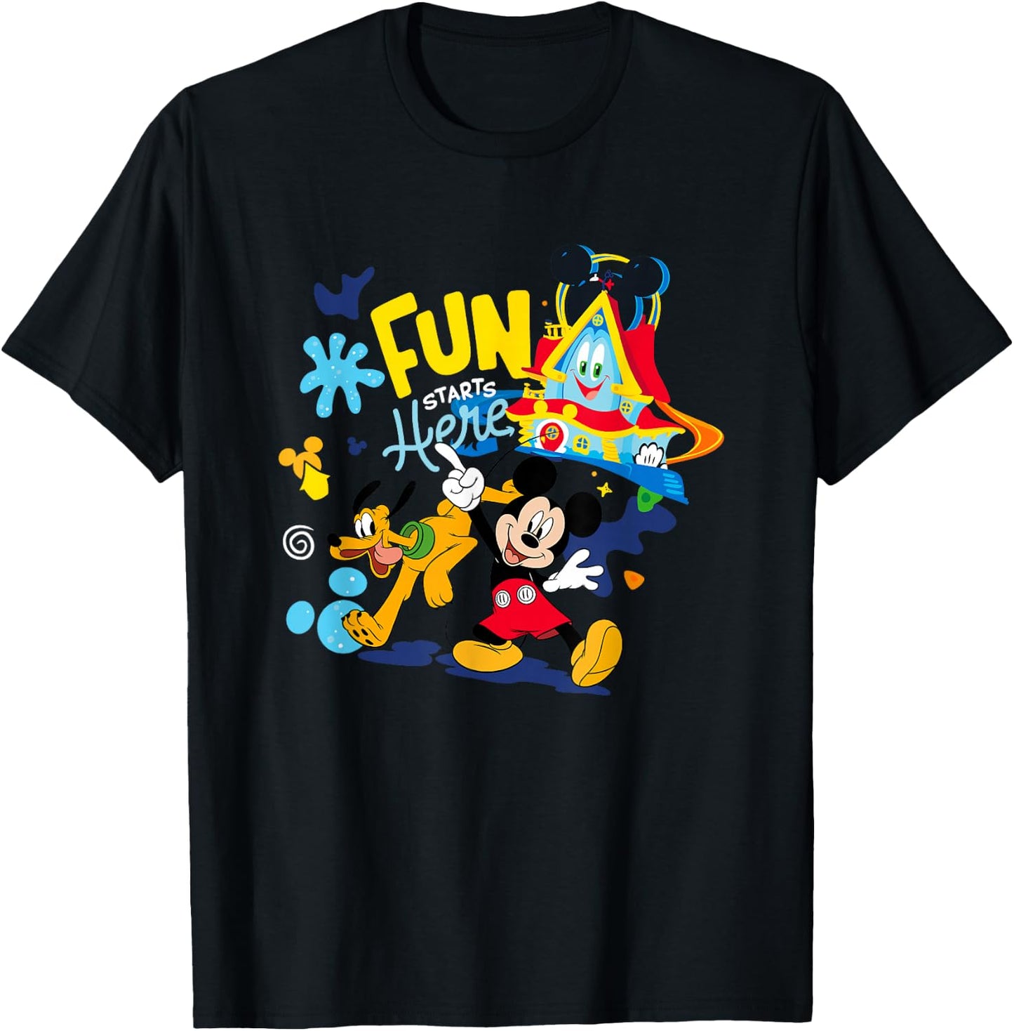 Disney Mickey And Friends Fun Starts Here Funhouse Group T-Shirt - T-Shirt | Black