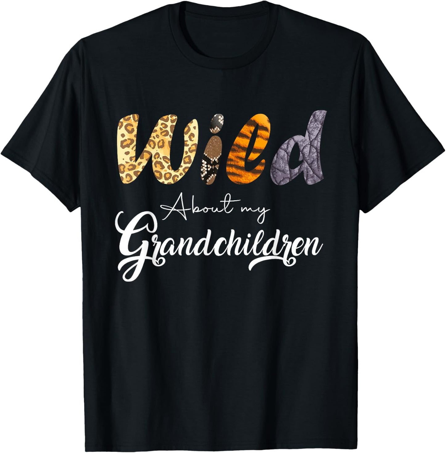 Family Grandparents Leopard Wild About My Grandchildren T-Shirt - T-Shirt | Black