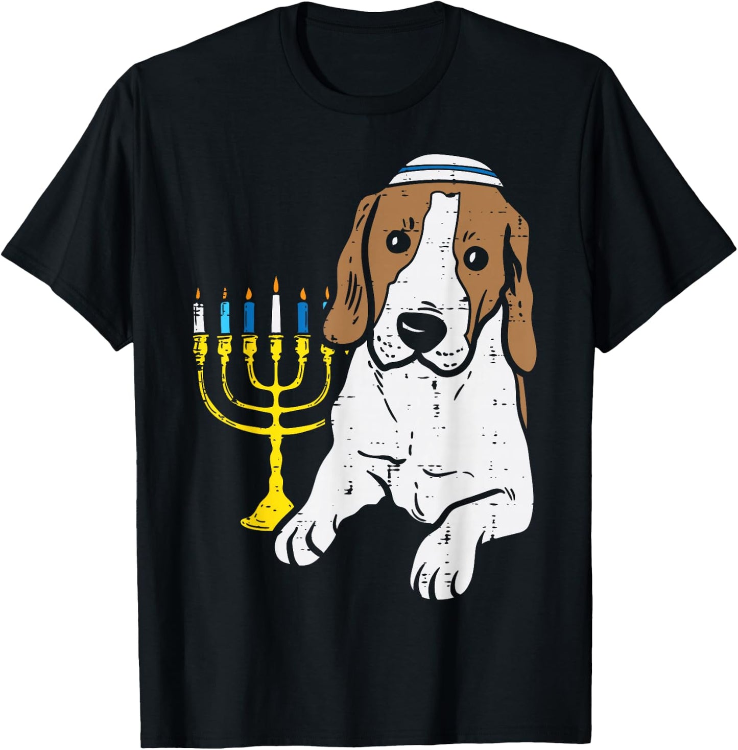 Jewish Beagle Dog Menorah Hanukkah Pajamas Chanukah PJs T-Shirt - T-Shirt | Black