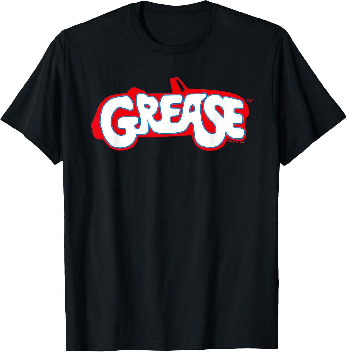 Grease Classic Car Logo in Red and Blue , black T-Shirt - T-Shirt | Black