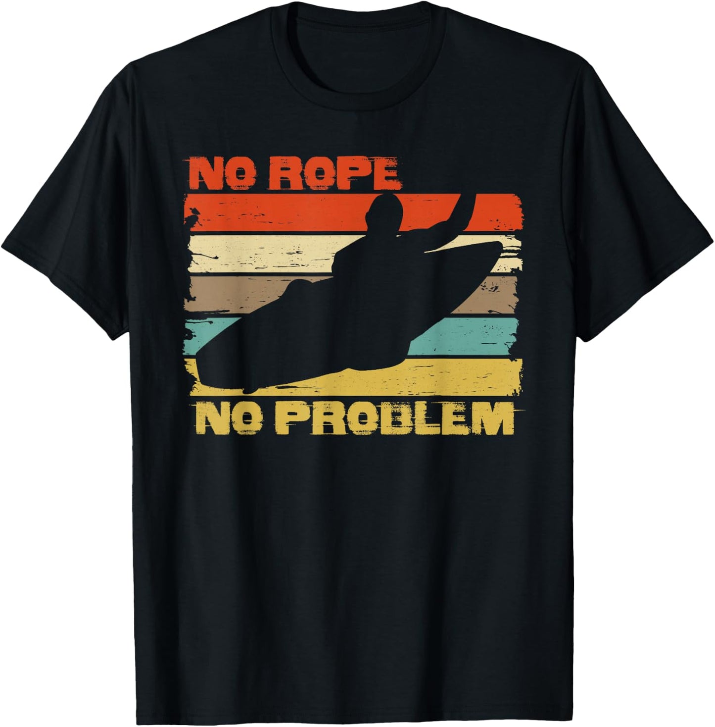 Wakesurfing wake surf vintage NO ROPE shirt for wakesurfer T-Shirt - T-Shirt | Black