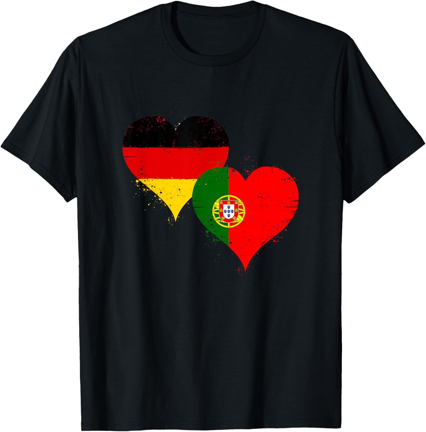 Cool Portugal Germany Flag for Portuguese German Fans Pride T-Shirt - T-Shirt | Black