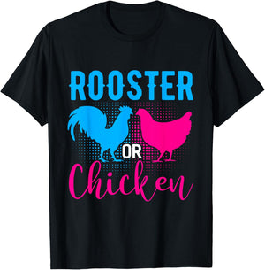 Rooster Or Chicken Shirts Gender Shirt Funny Genders Reveal T-Shirt - T-Shirt | Black