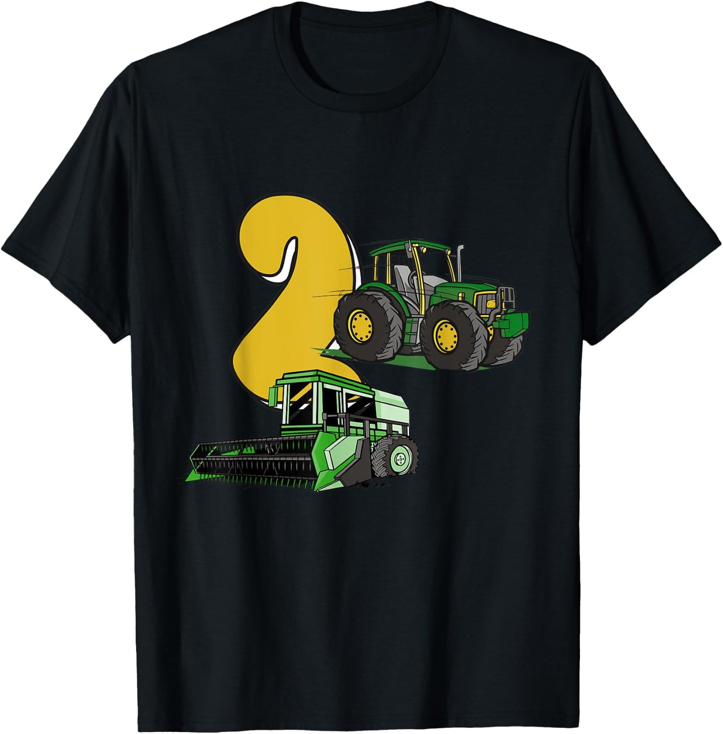 2. Geburtstag Junge, Traktor, Mähdrescher, Bauernhof Kinder T-Shirt - T-Shirt | Black