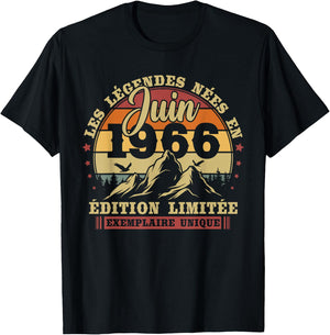 Vintage Juin 1966 Rétro Anniversaire 60 Ans Hommes Femmes T-Shirt - T-Shirt | Black