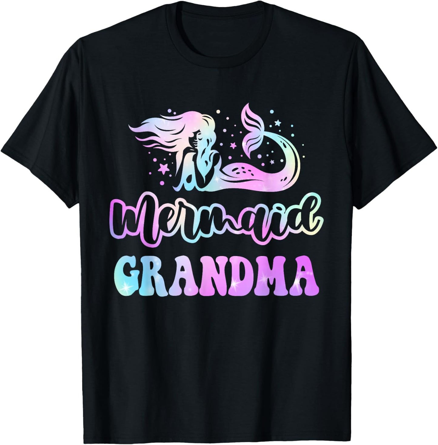 Mermaid Grandma Cute Funny Matching Mermaid Birthday Party T-Shirt - T-Shirt | Black