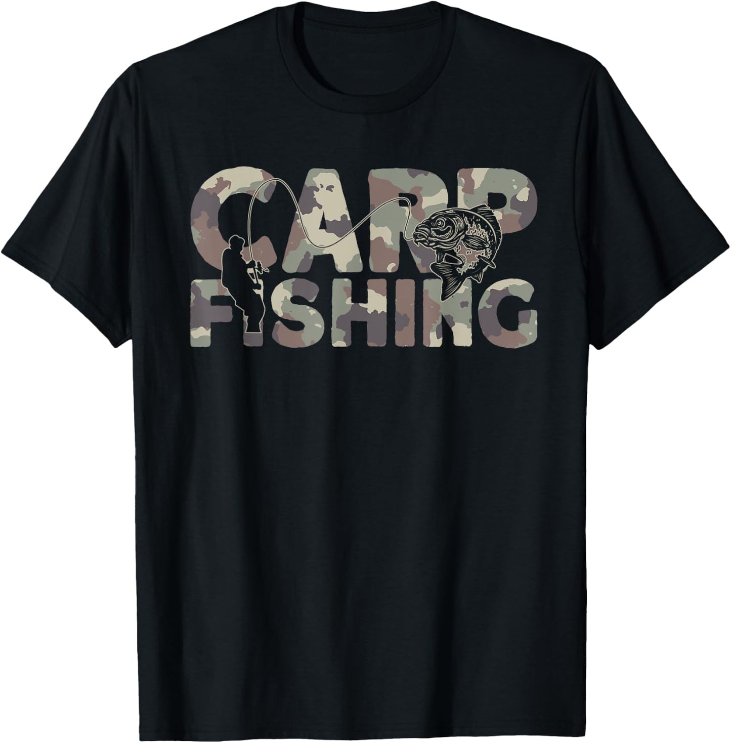 Carp Fishing - Camouflage , Black, S T-Shirt - T-Shirt | Black