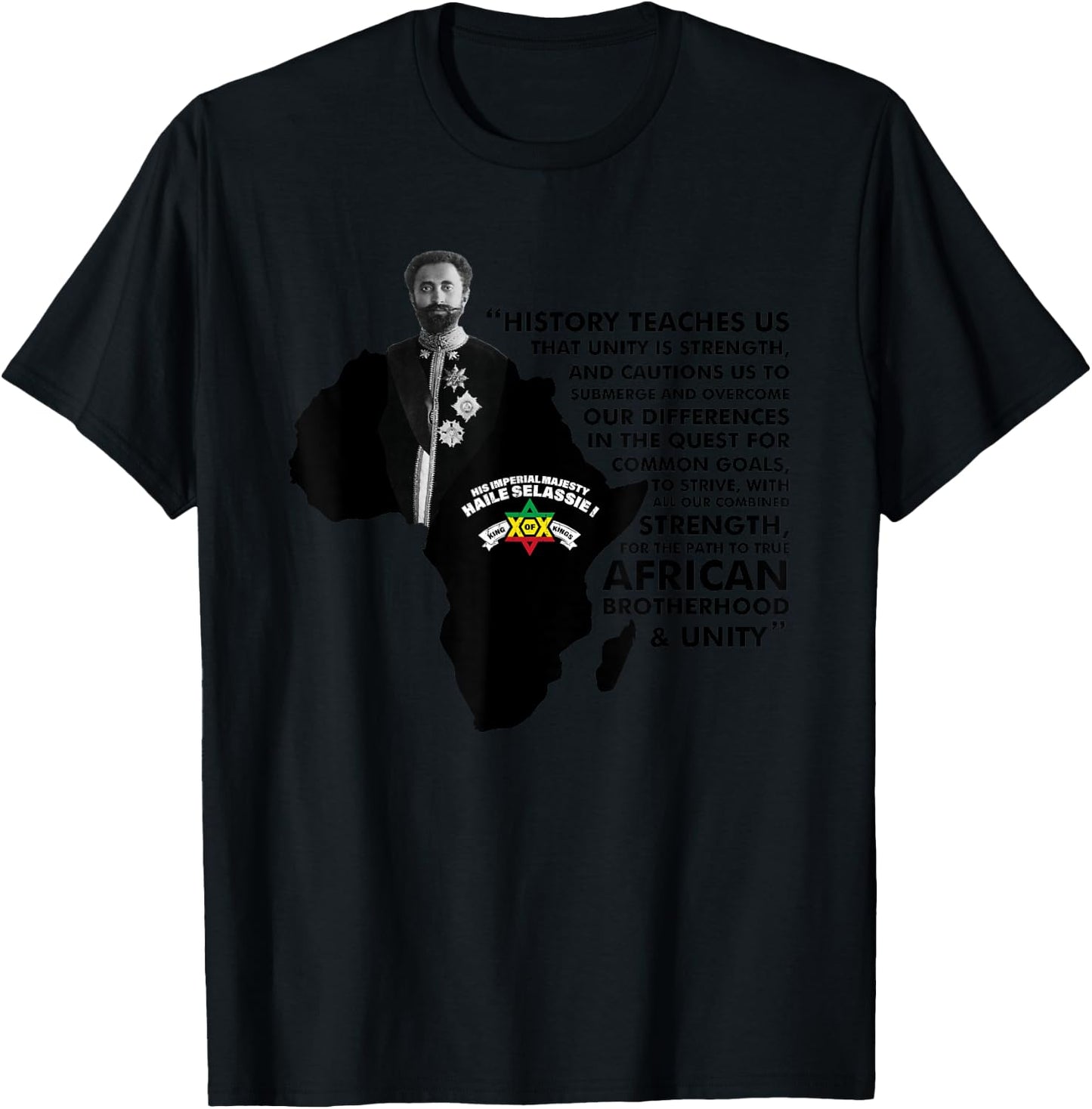 Haile Selassie Quote - History Teaches Us T-Shirt - T-Shirt | Black