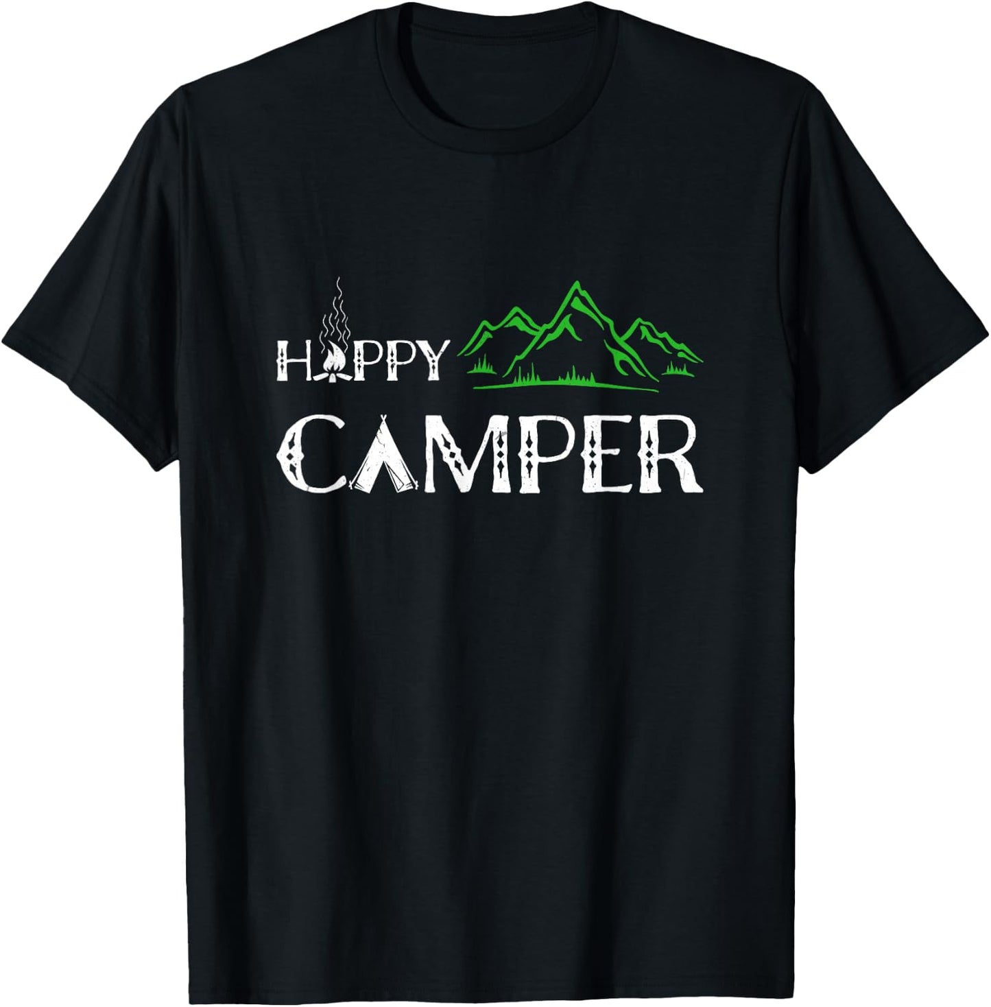 Happy Camper - Camping , Women, and Kids T-Shirt - T-Shirt | Black