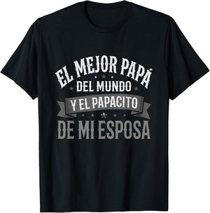 El Mejor Papa Del Mundo Camiseta En Espanol Padre Latino T-Shirt - T-Shirt | Black