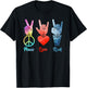Peace Love Rock & Roll Vintage Peace Loving Musician T-Shirt - T-Shirt | Black