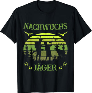 Children's with German Text "Jäger - Papa und Son" [German Language], black T-Shirt - T-Shirt | Black