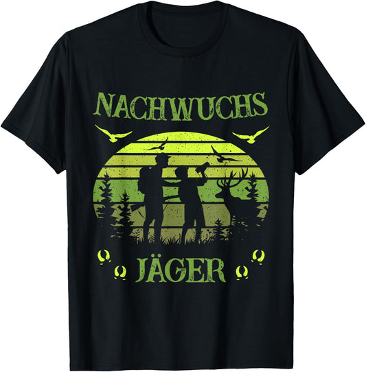Children's with German Text "Jäger - Papa und Son" [German Language], black T-Shirt - T-Shirt | Black