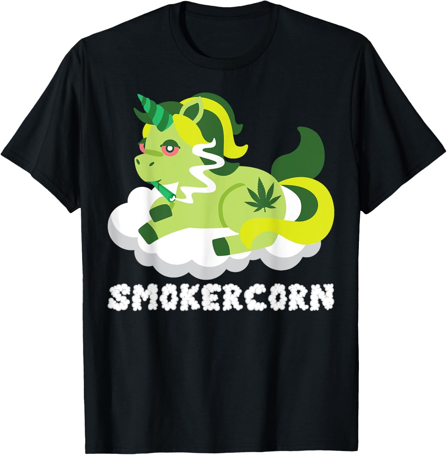 Smokercorn Unicorn 420 Weed Cannabis Marijuana Stoner Gift T-Shirt - T-Shirt | Black
